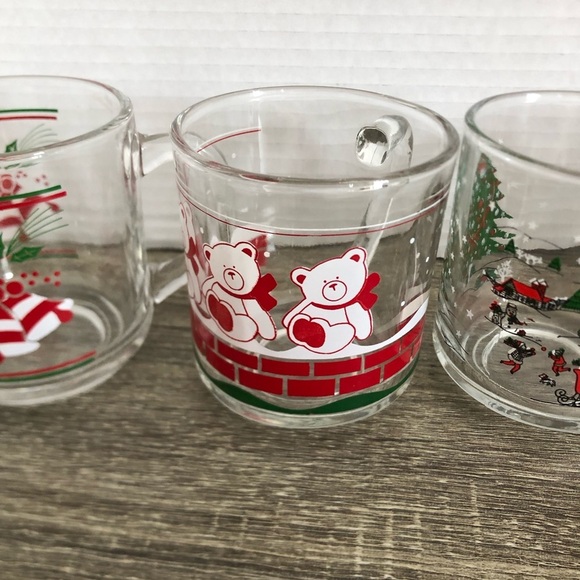 Vtg Festive Holiday Glass Mugs - Picture 4 of 14